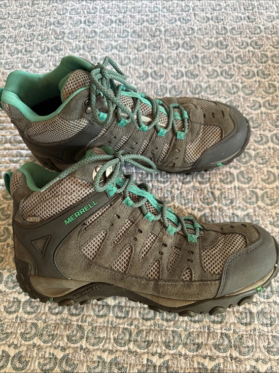 Merrell Shoes - Merrell Women's Gray and Teal Lace-Up Hiking Boots waterproof